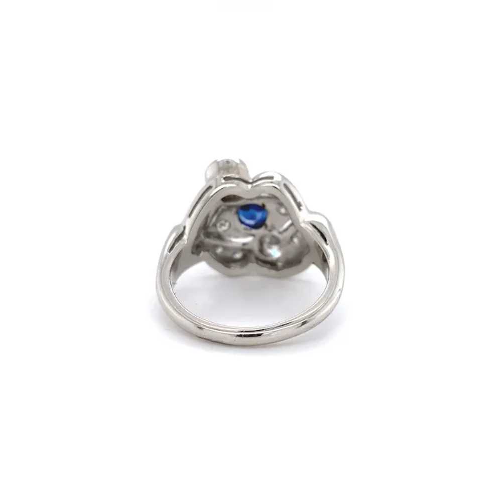 Vintage Platinum Blue Sapphire and Diamond Ring - image 5