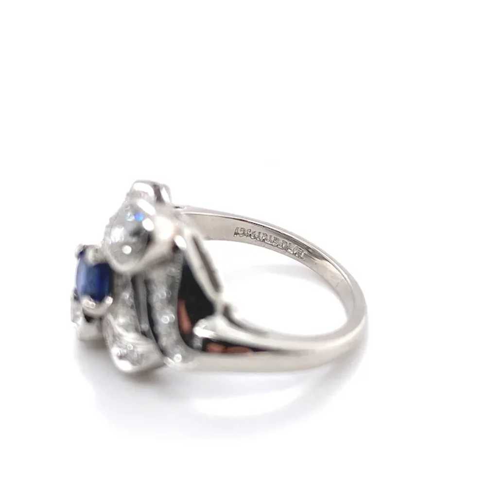 Vintage Platinum Blue Sapphire and Diamond Ring - image 9