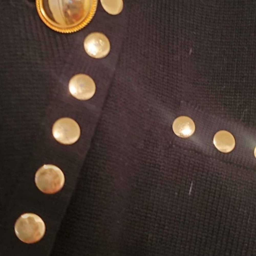 VINTAGE ESCADA Gold-Studded Black Wool Knit Sweat… - image 4
