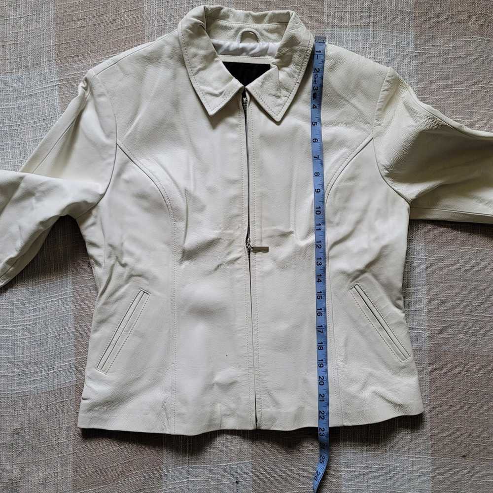 90s White Leather Jacket - image 10