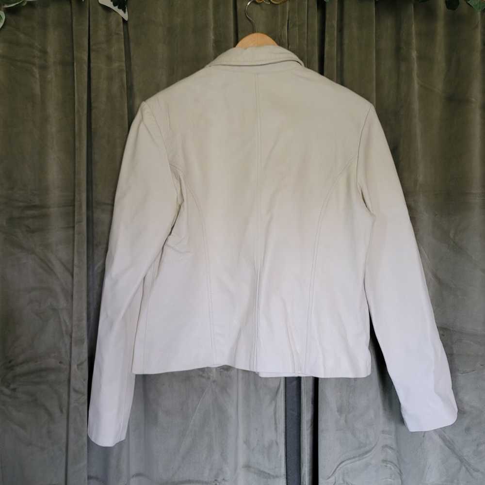 90s White Leather Jacket - image 2