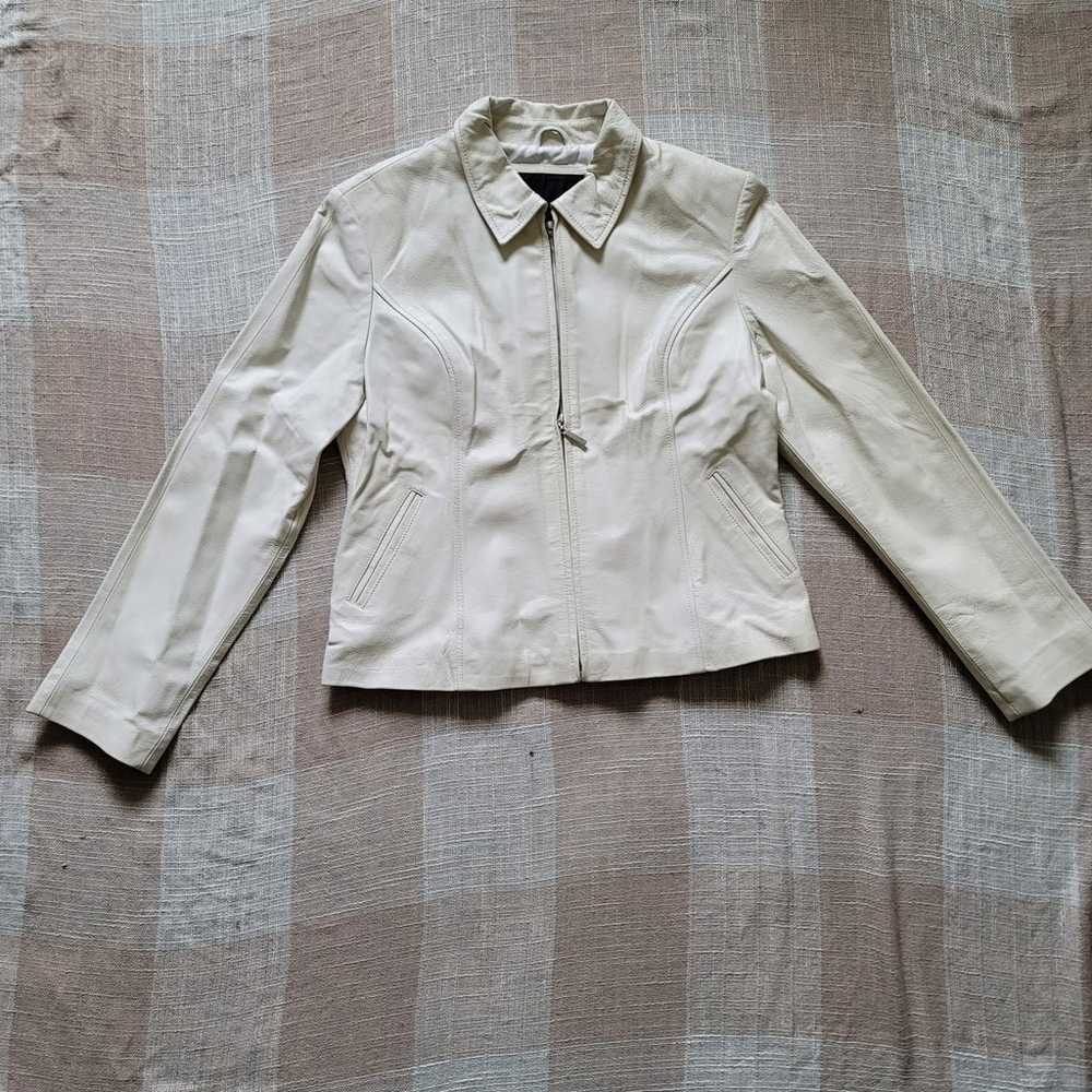 90s White Leather Jacket - image 3