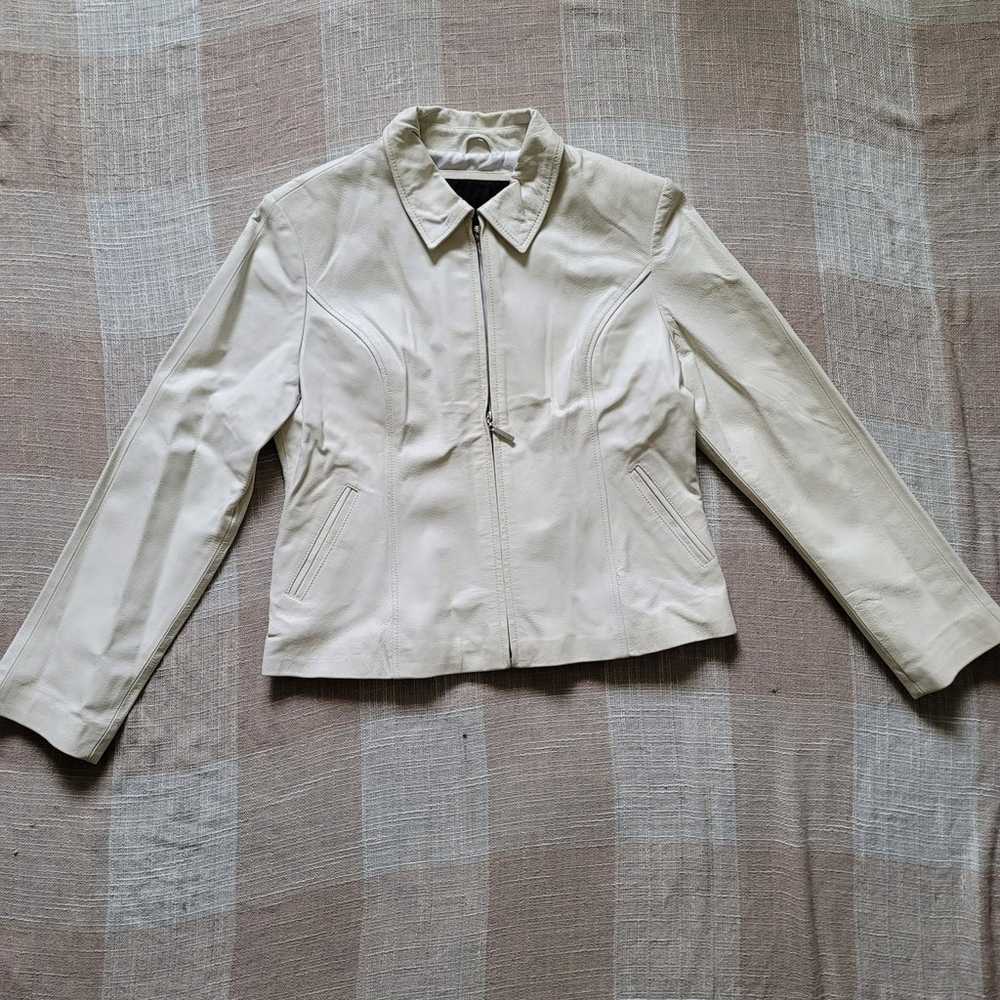90s White Leather Jacket - image 4