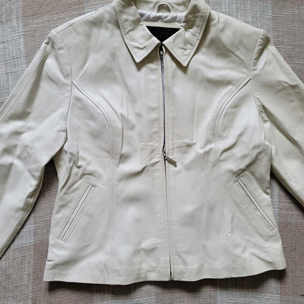 90s White Leather Jacket - image 5