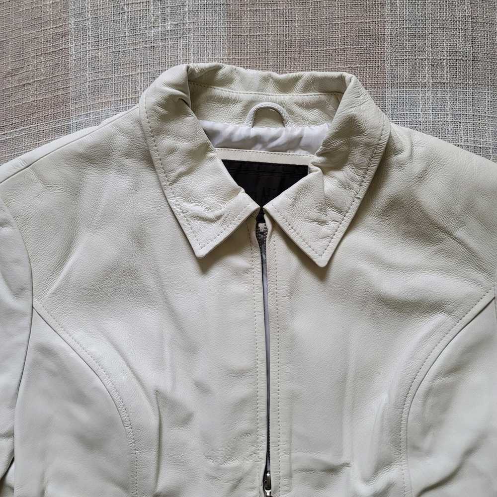 90s White Leather Jacket - image 7