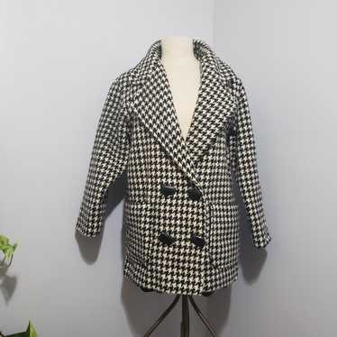 Vintage Michelle Francois Houndstooth Wool Peacoa… - image 1