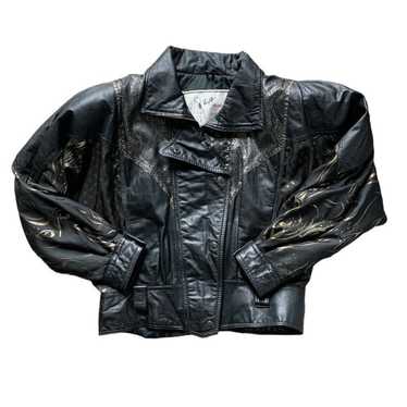Vintage LA Studio Black Leather Padded Jacket M - image 1