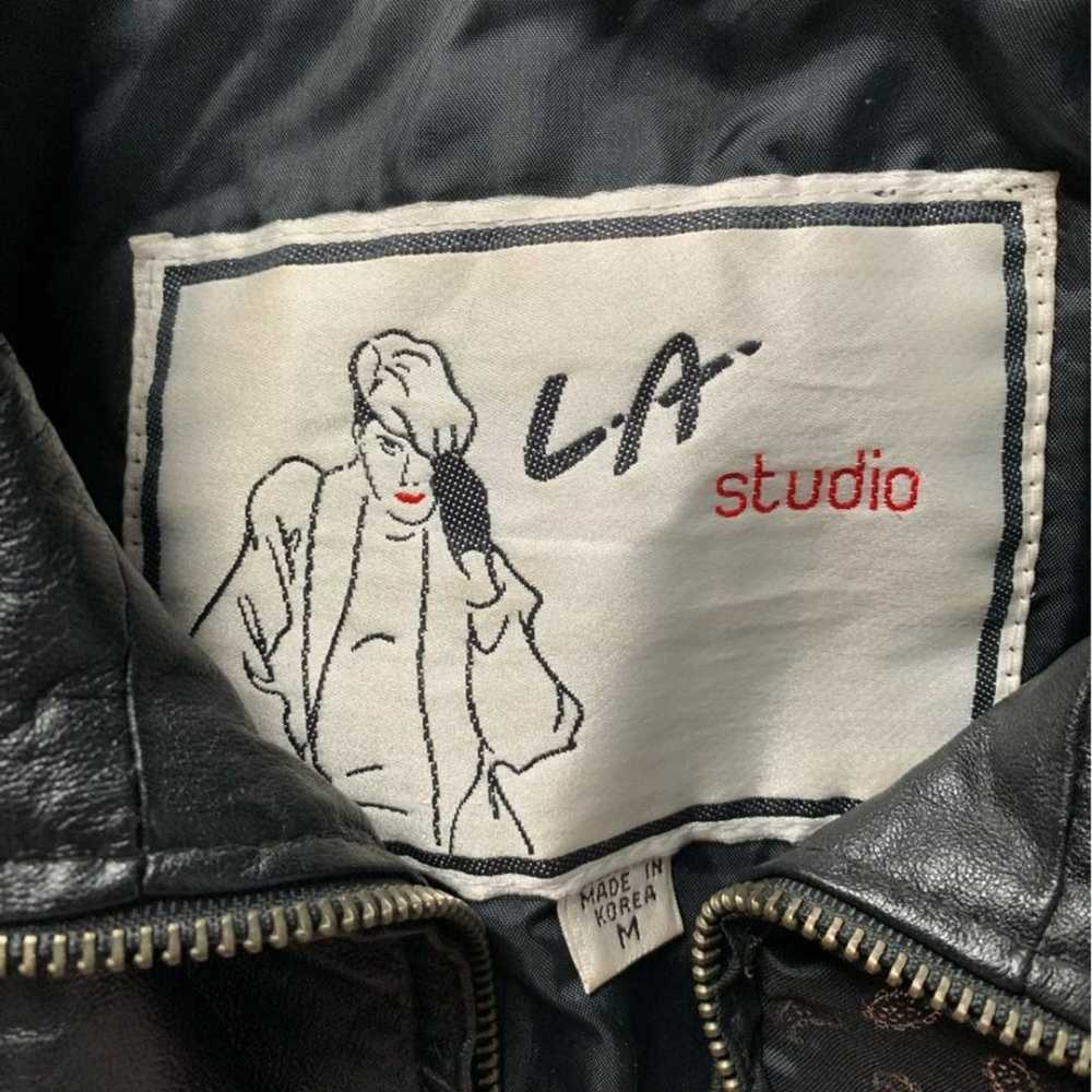 Vintage LA Studio Black Leather Padded Jacket M - image 4