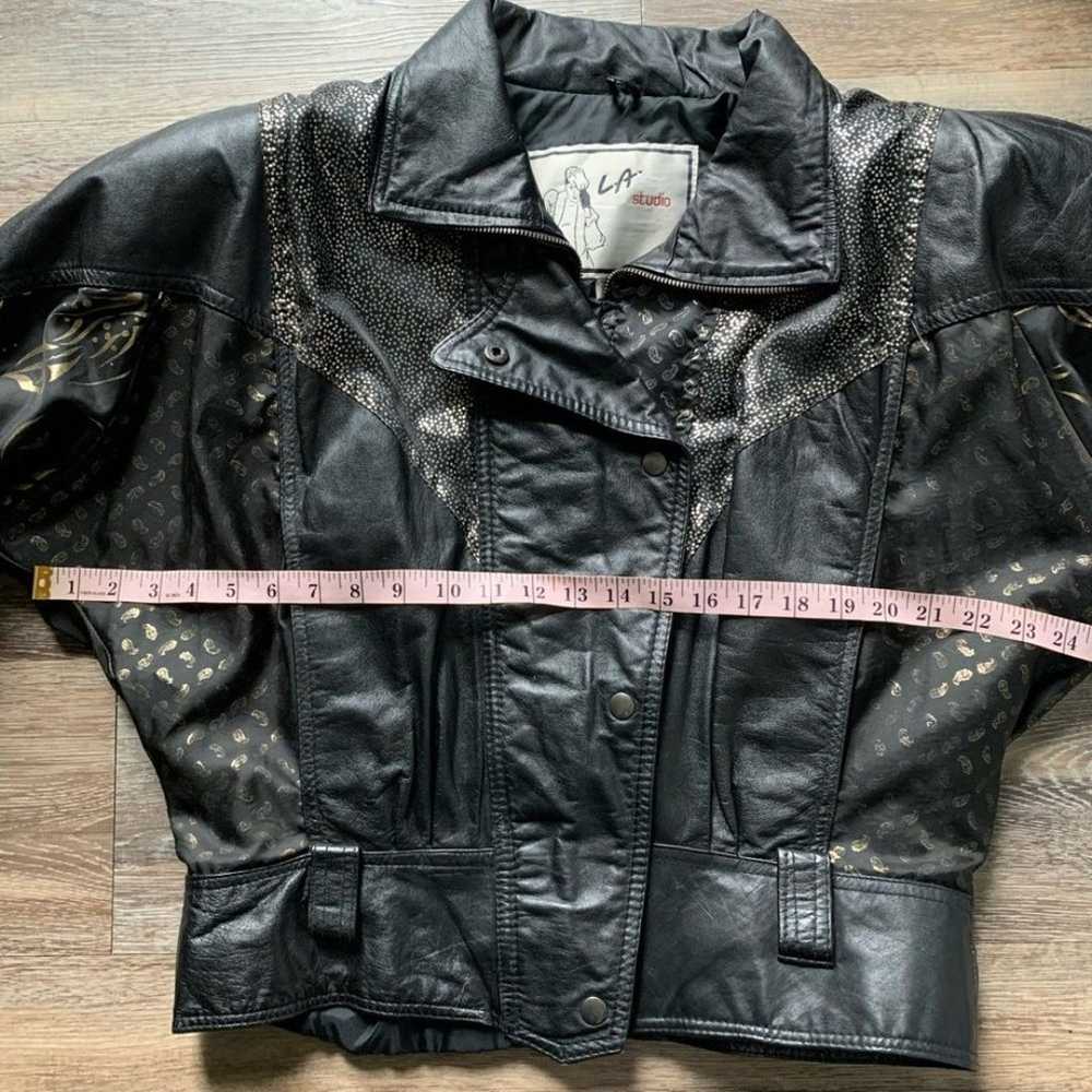 Vintage LA Studio Black Leather Padded Jacket M - image 9