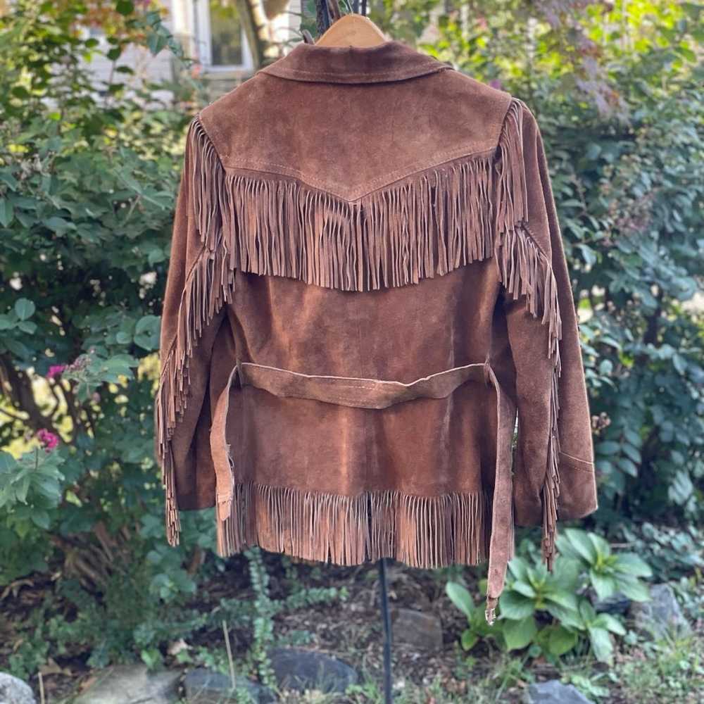 Winlit vintage 1960’s brown fringe suede leather … - image 3