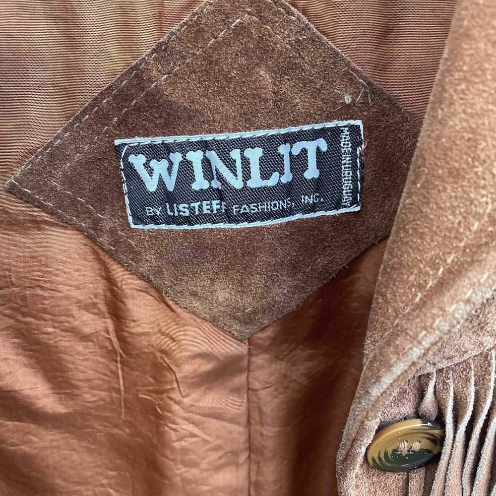 Winlit vintage 1960’s brown fringe suede leather … - image 5