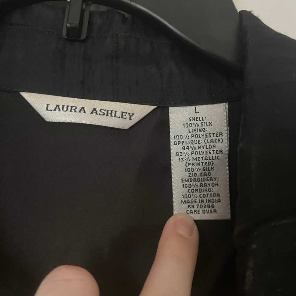 Laura Ashley Woman L Black Floral Silk Jacket - image 2