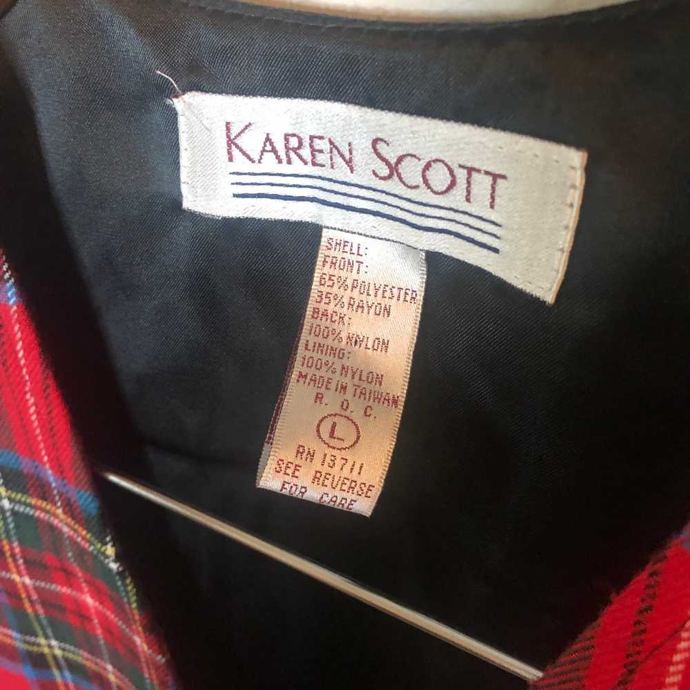 Vintage Karen Scott | Christmas Plaid Button Fron… - image 3