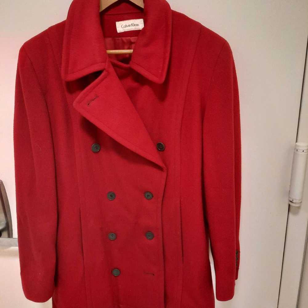 Vintage Calvin Klein Red Wool Coat - image 1