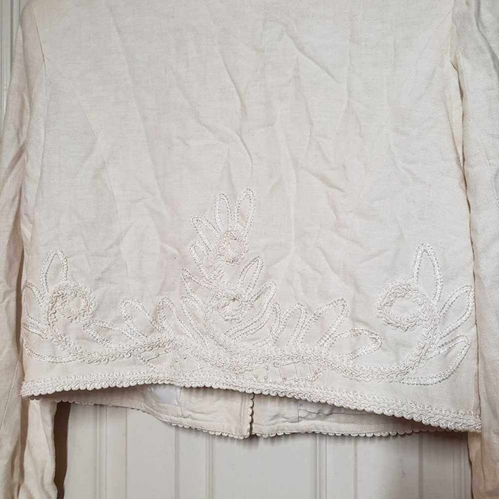 Vintage Cache Paisley Jacket Beaded Linen Cotton … - image 9