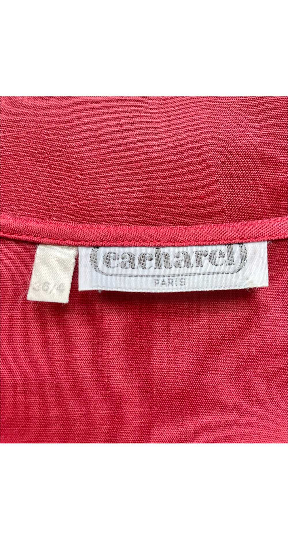 Cacharel 1970s Red Linen Pleated Sailor Collar Dr… - image 6