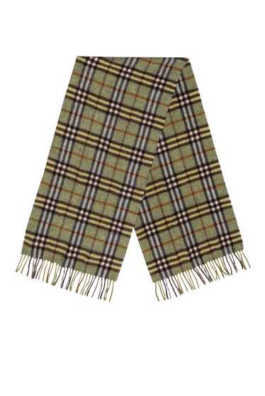 Burberry - Green & Brown Plaid Cashmere Scarf - image 1