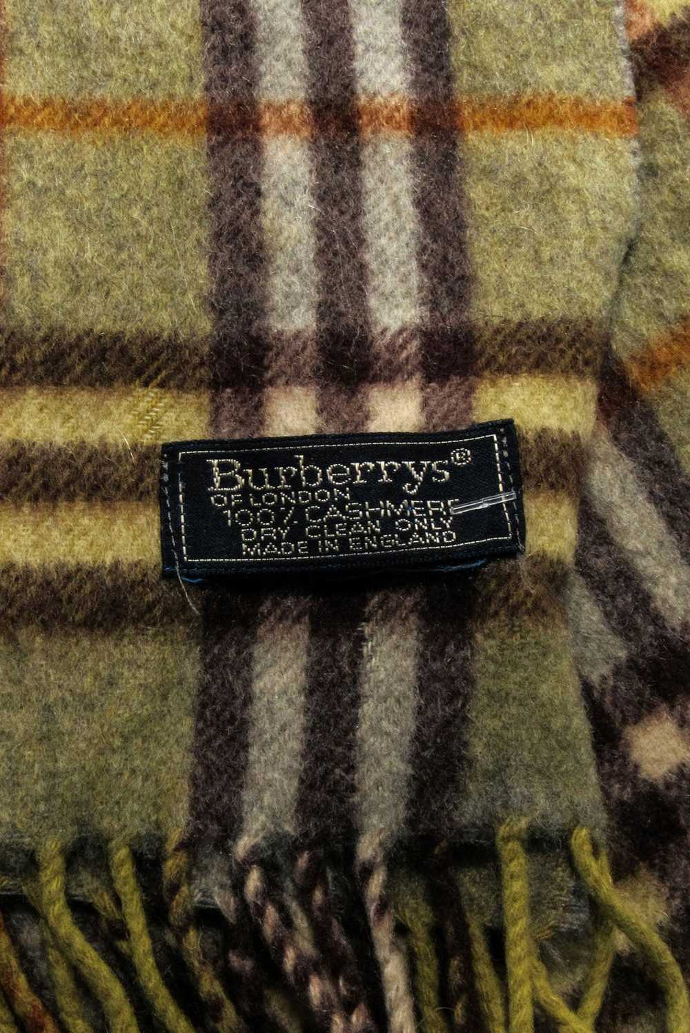 Burberry - Green & Brown Plaid Cashmere Scarf - image 4