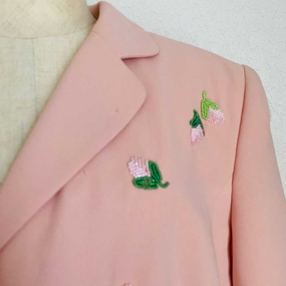 Vintage Light Pink 90s Floral Beaded Embellished … - image 5