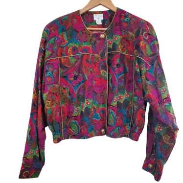 Vintage Georgiou Abstract Bright 100% Silk Full H… - image 1
