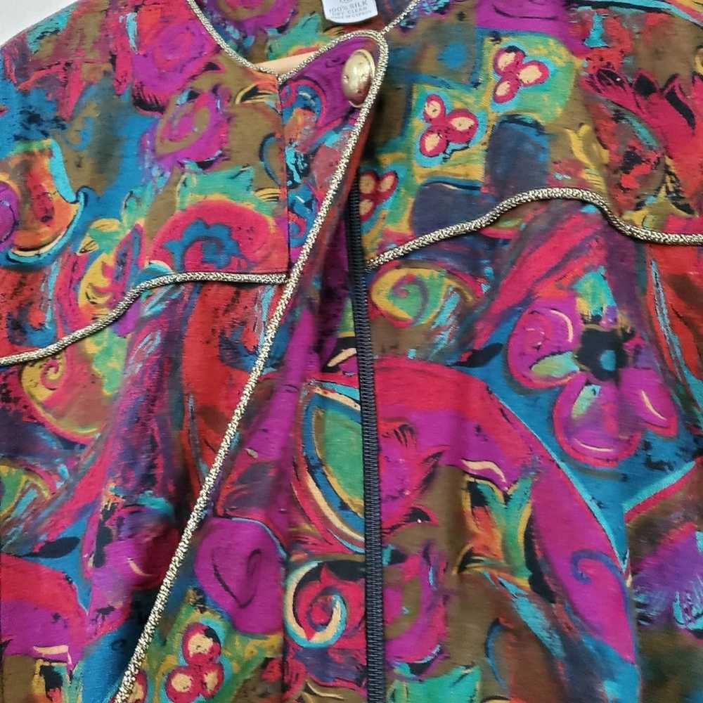 Vintage Georgiou Abstract Bright 100% Silk Full H… - image 6