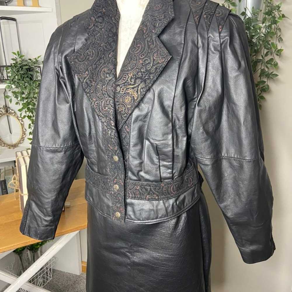 Vintage 1980s Black Leather Crop Jacket - image 1