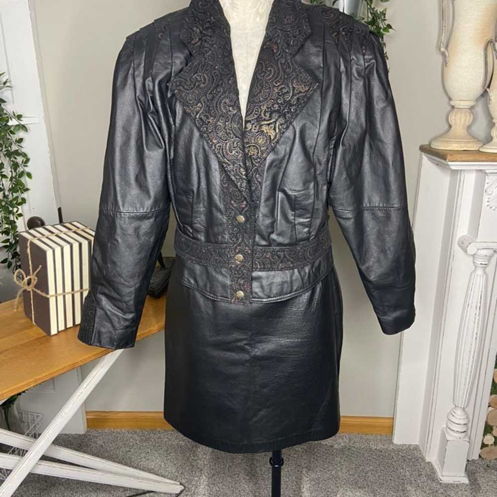 Vintage 1980s Black Leather Crop Jacket - image 2