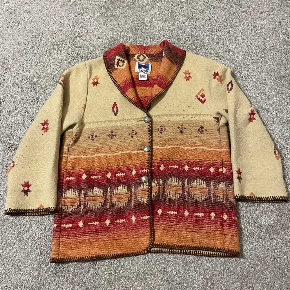 Vintage Wooded River Aztec Wool Jacket Size Large… - image 1
