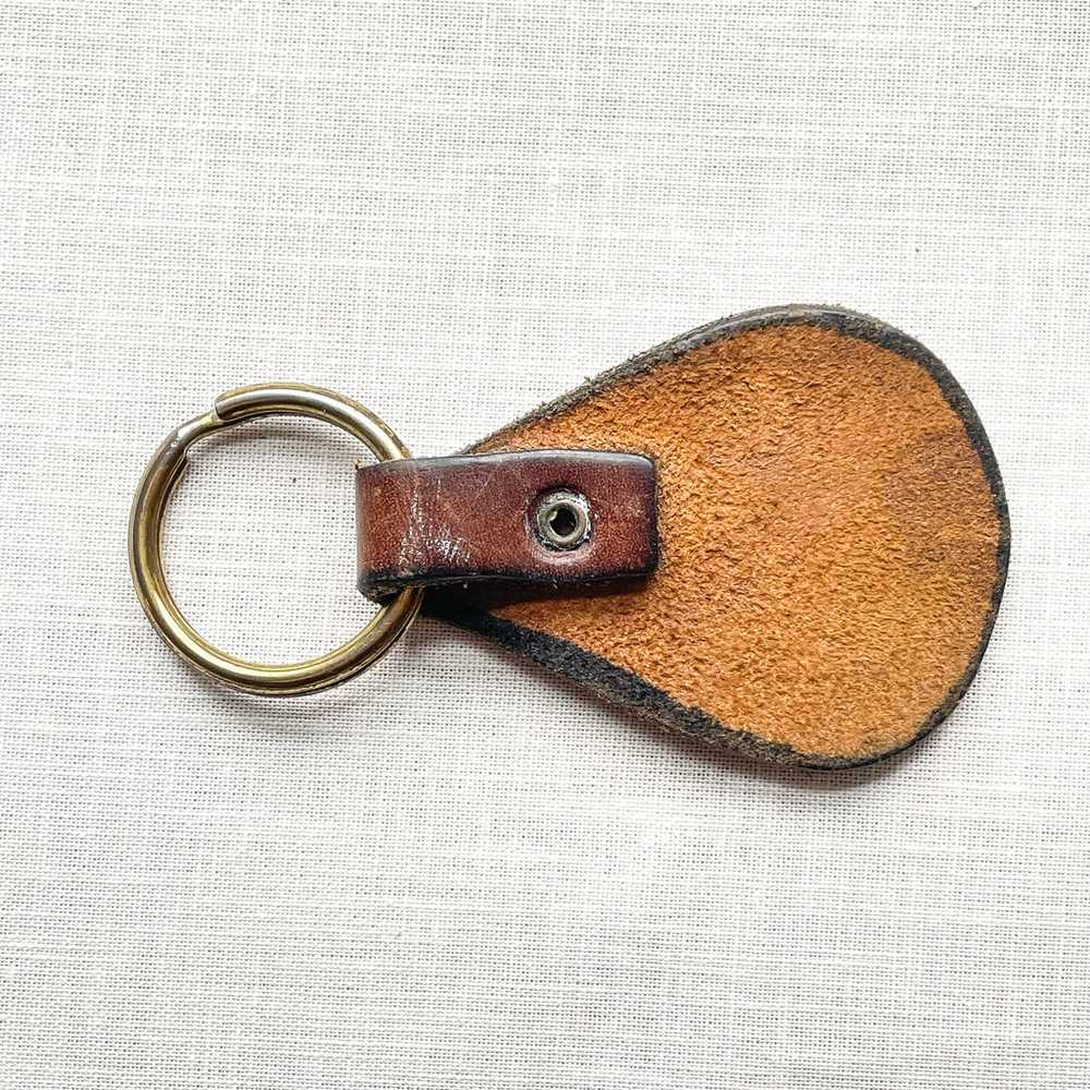 Vintage 60s/70s Tooled/Painted Leather Key Fob, H… - image 5