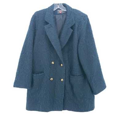 Vintage Dark Teal Blue Fuzzy Mohair Jacket Coat G… - image 1