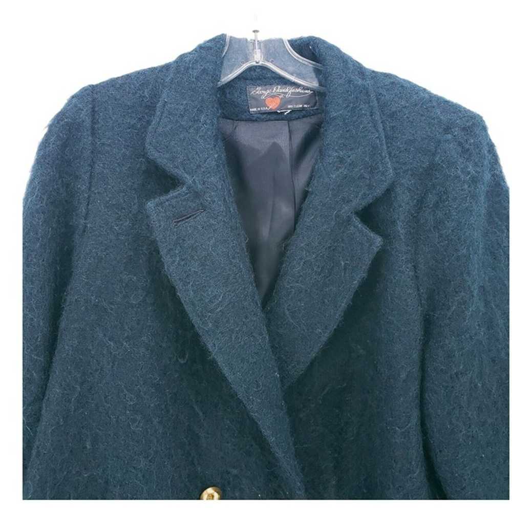 Vintage Dark Teal Blue Fuzzy Mohair Jacket Coat G… - image 2