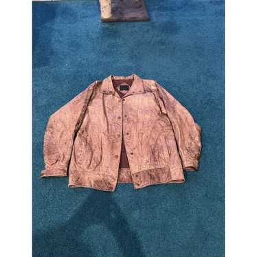 Cuero Legitimo Brown Leather Button Up Jacket for… - image 1
