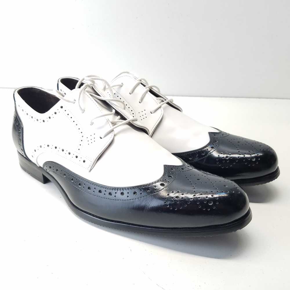 Bespoke Leather Brogue Dress Shoes Black White 8 - image 4