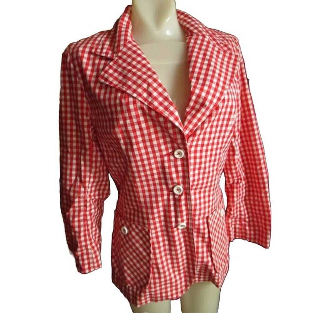 MEDIUM Vintage Womens Jacket 70s CLoth BOHO TABLE… - image 1