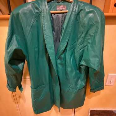 Vintage G3 G-III green leather jacket