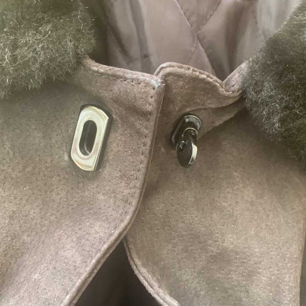 Vintage Gallery Jacket L Brown Fur Trim 100% Leat… - image 4