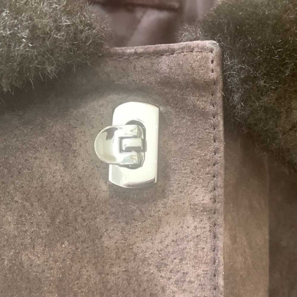 Vintage Gallery Jacket L Brown Fur Trim 100% Leat… - image 5