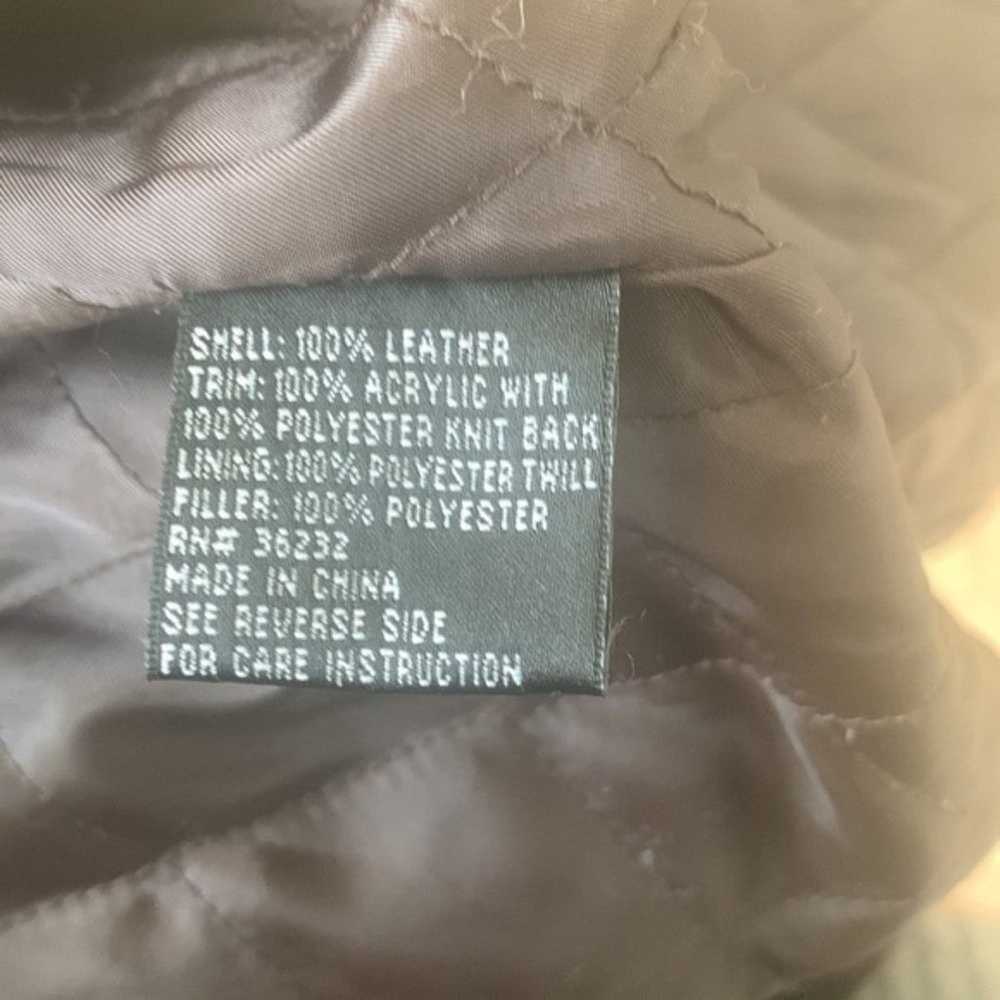 Vintage Gallery Jacket L Brown Fur Trim 100% Leat… - image 6