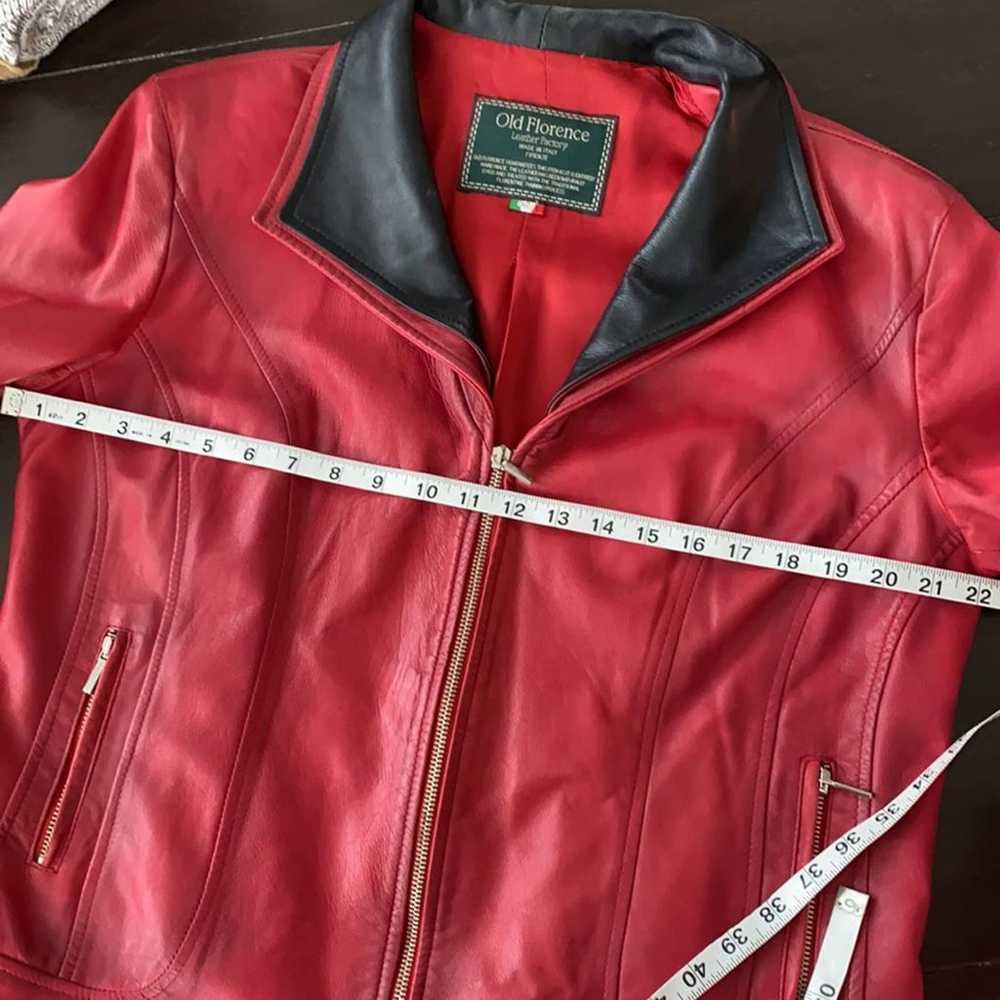 Red Leather Jacket Old Florence Size Medium Blaze… - image 11