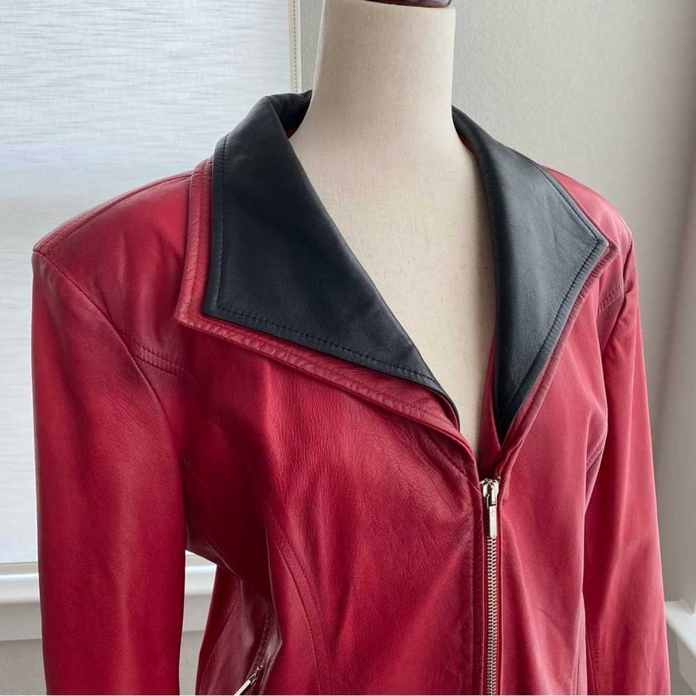 Red Leather Jacket Old Florence Size Medium Blaze… - image 2
