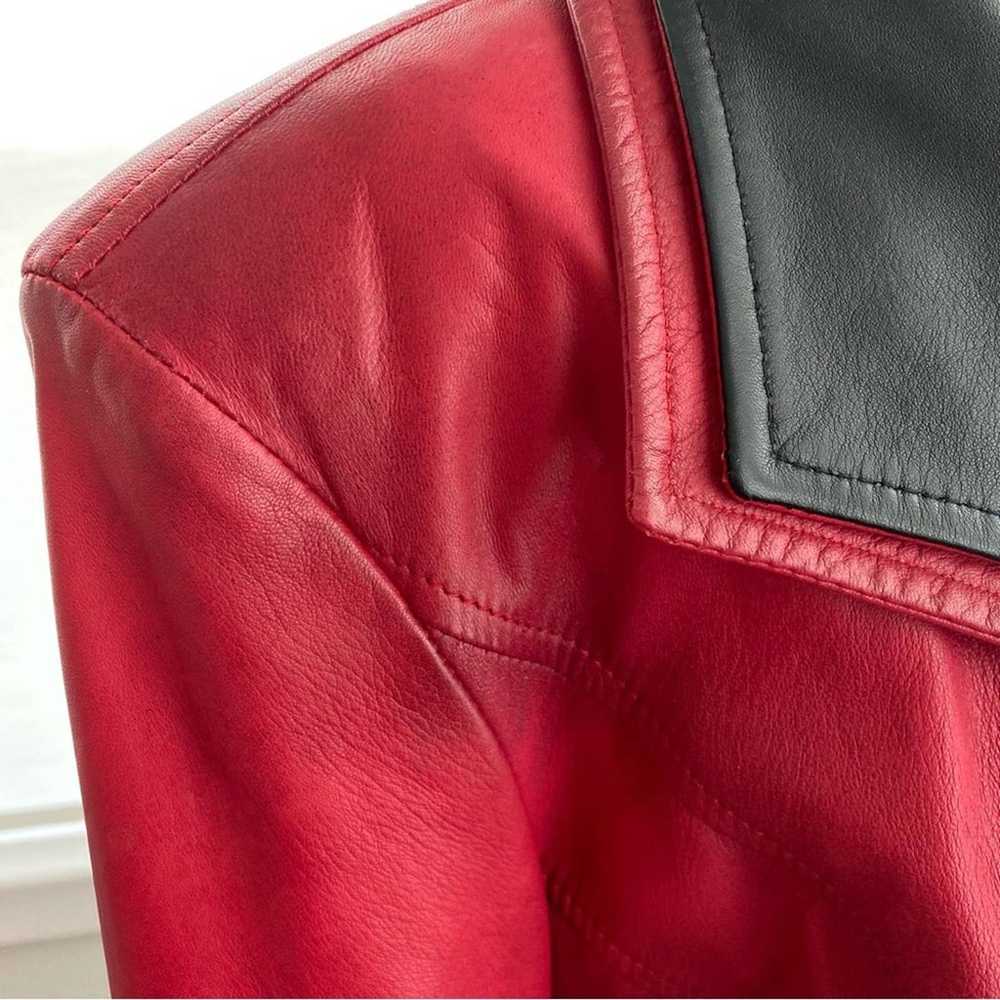 Red Leather Jacket Old Florence Size Medium Blaze… - image 3