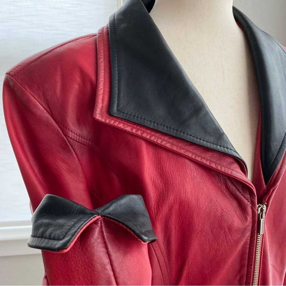 Red Leather Jacket Old Florence Size Medium Blaze… - image 4