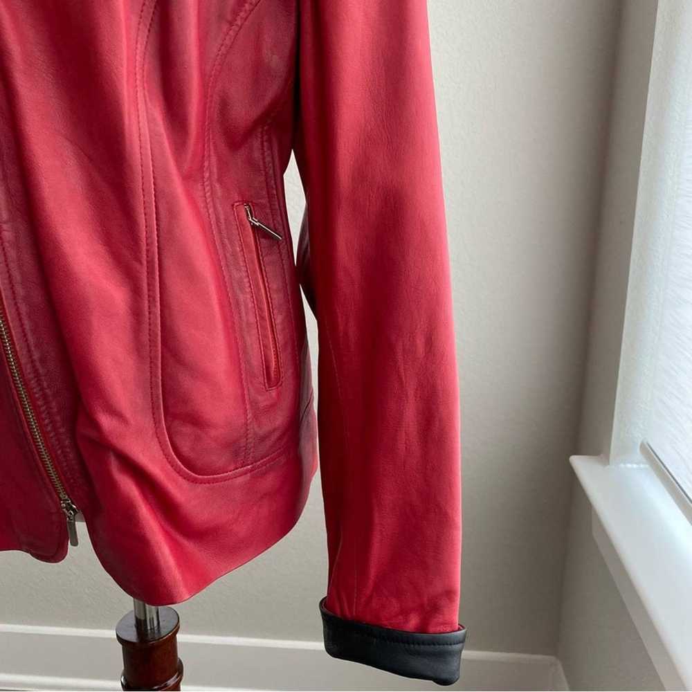 Red Leather Jacket Old Florence Size Medium Blaze… - image 5
