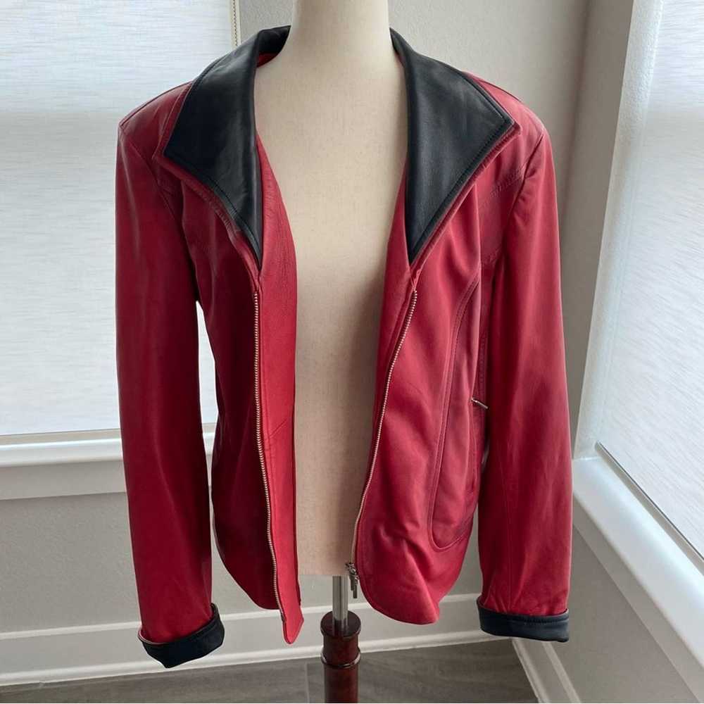 Red Leather Jacket Old Florence Size Medium Blaze… - image 6