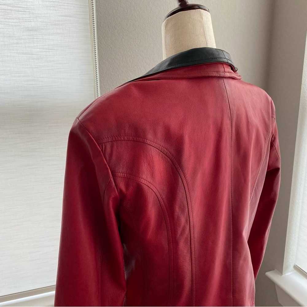 Red Leather Jacket Old Florence Size Medium Blaze… - image 8