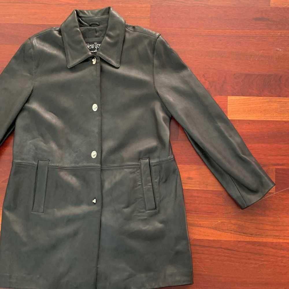 Vintage Leather Trench Coat - image 2