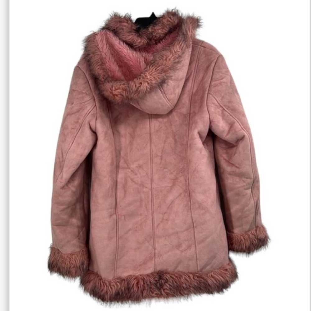 Vintage 70s 90s pink faux fur coat size large - image 2