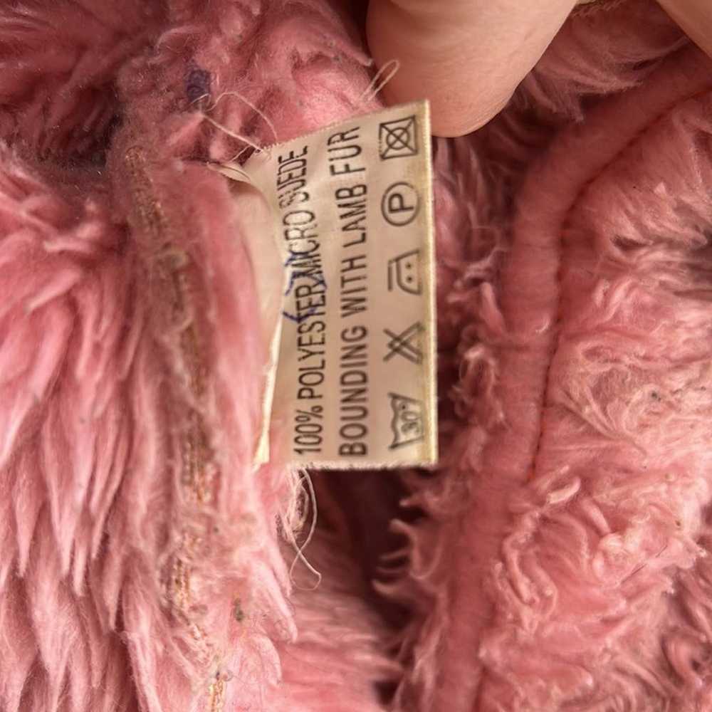 Vintage 70s 90s pink faux fur coat size large - image 7