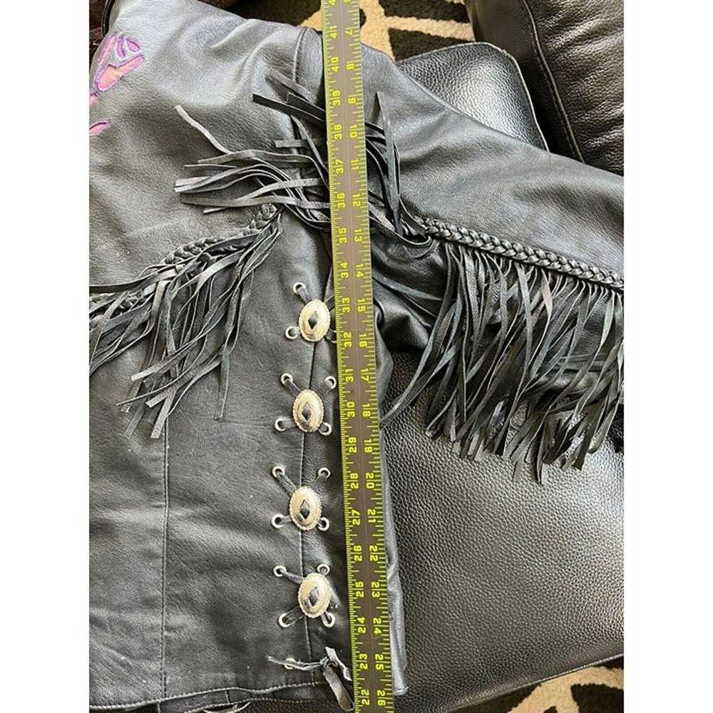 Vintage Addis Black Genuine Leather Fringe Jacket… - image 10