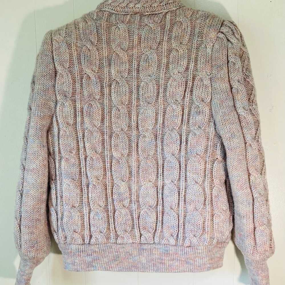 Vintage Outsider Cable Knit Thick Jacket Coat Pin… - image 9